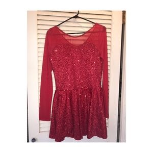 Red sequin dance costume dress